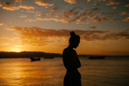 Woman at sunset