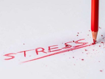 the word stress written in red pencil